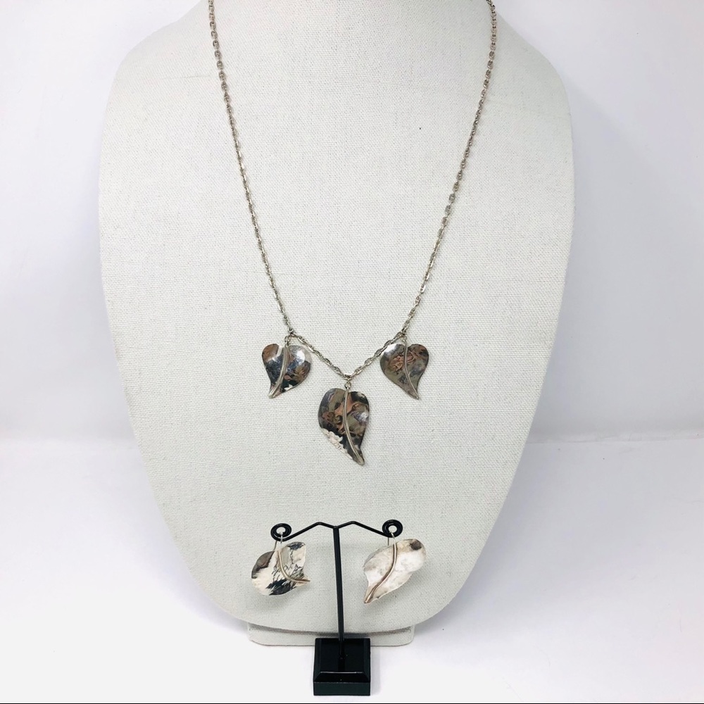 Sterling Silver, Artisan Signed Necklace/Earrings… - image 5